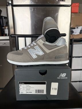 New Balance Grey and White 574 Core Sneakers 8 Men 9.5 Women